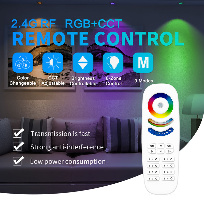 8-Zone RF RGB+CCT LED Light Remote Control GL-RC-009